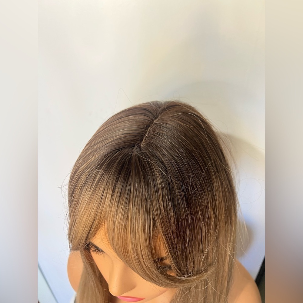 Dirty Blonde Long Straight hair Wig with Side Bangs - Picture 4 of 5